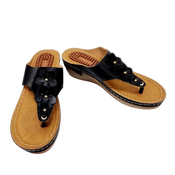 Orthopedic Wedge Sandals  Women Comfortable Dressy Summer Women black Size 10.5 - Picture 5 of 14